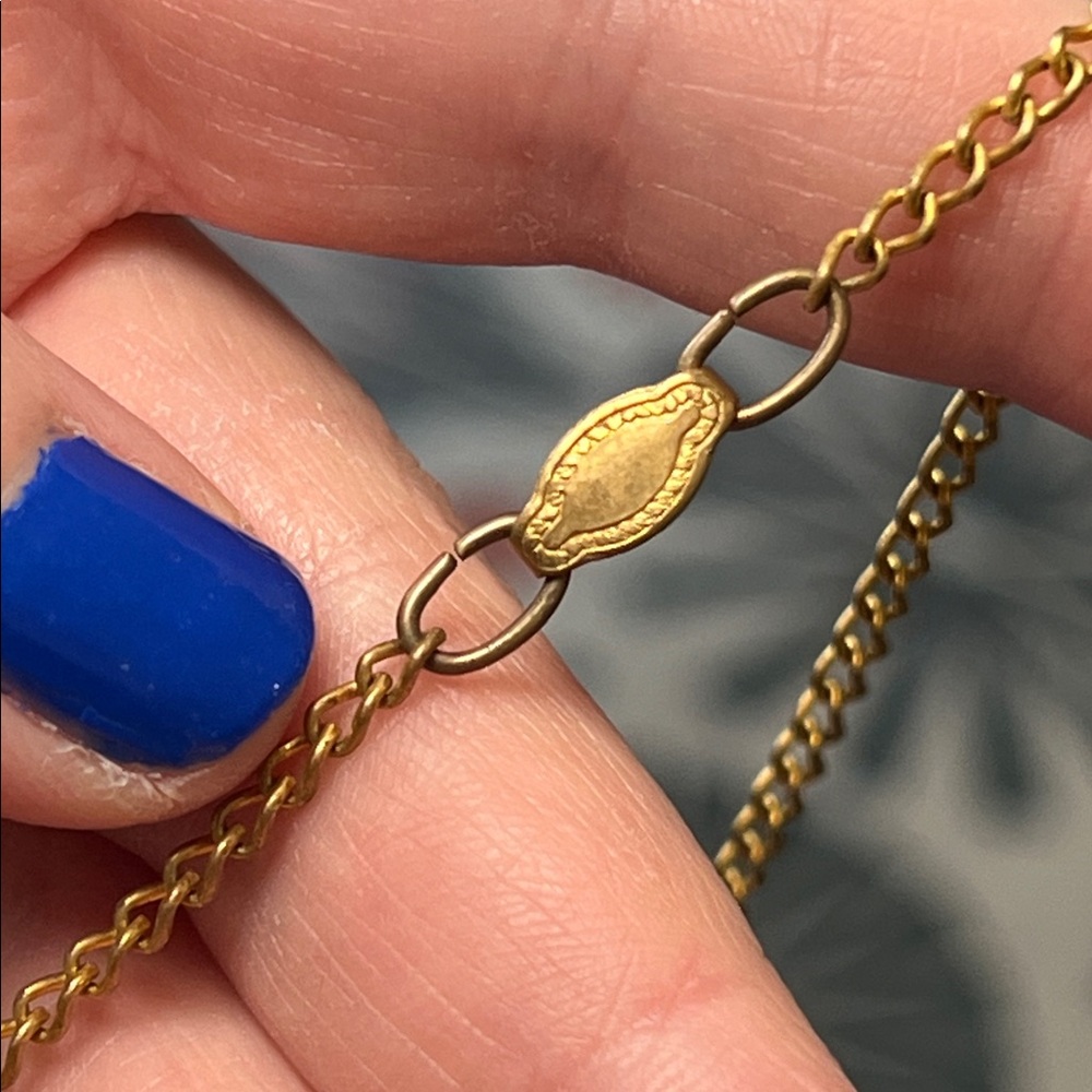 Antique Victorian Religious Aqua Blue Seafoam Paste Gem Gold Gilt Cross Necklace - Picture 6 of 9